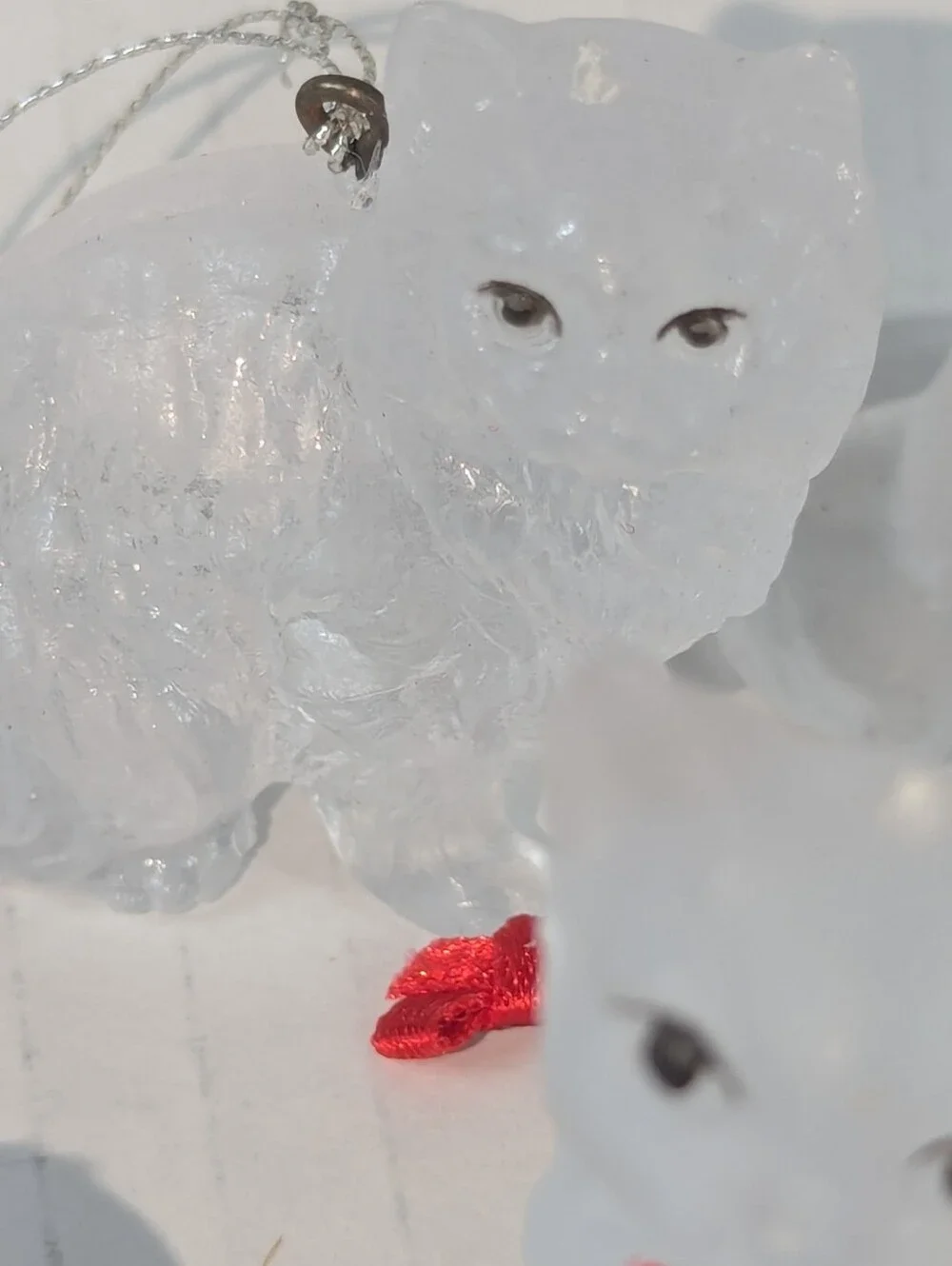 Vintage Silvestri Frosted Acrylic Cat Christmas Ornaments Lot of 20